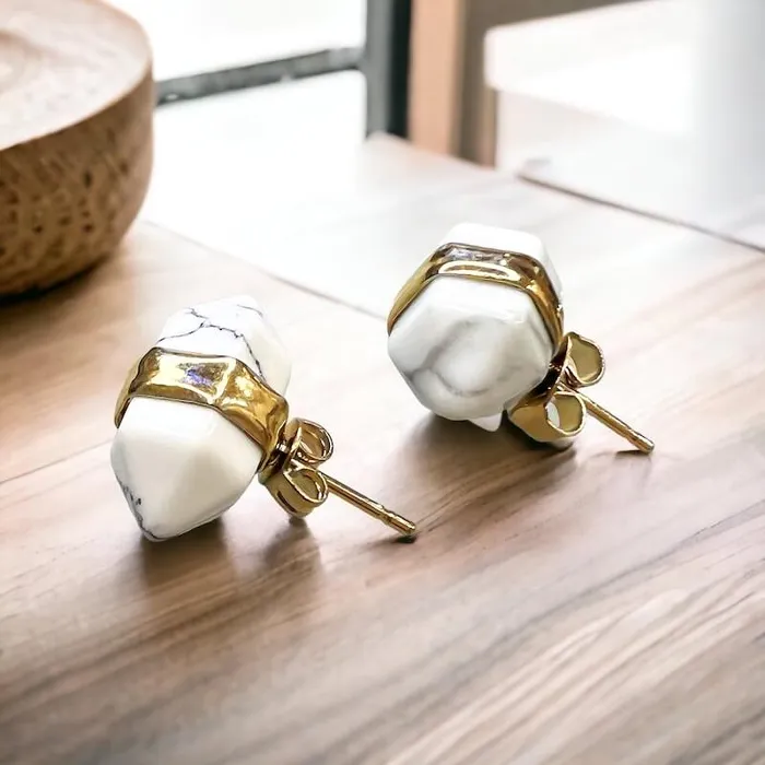 Natural Double Terminated Stud Gemstone Earrings Magic Crystals Earrings