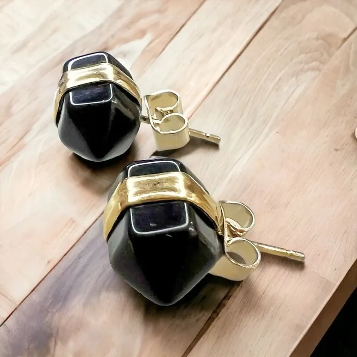 Natural Double Terminated Stud Gemstone Earrings Magic Crystals Earrings