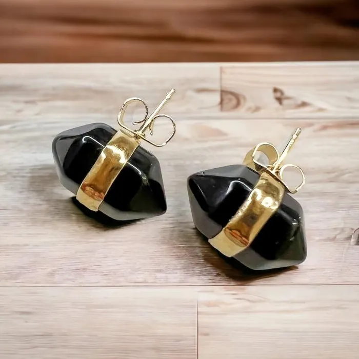 Natural Double Terminated Stud Gemstone Earrings Magic Crystals Earrings