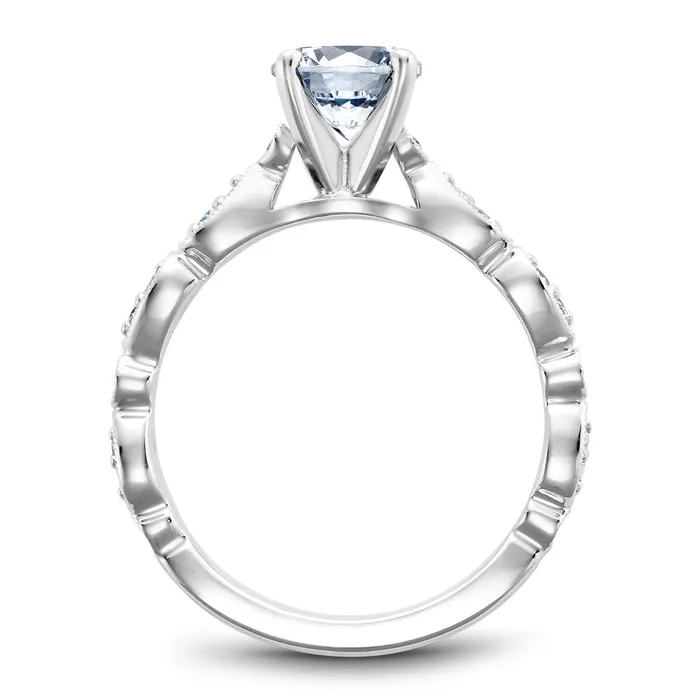 Noam Carver White Gold Engagement Ring Setting with Milgrain Pear and Dot 014 CTW International Diamond Center Rings
