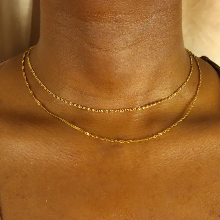 Omolola Jewellery Tiv 18ct Gold Plated Stainless Steel Double Layered Necklace Necklaces