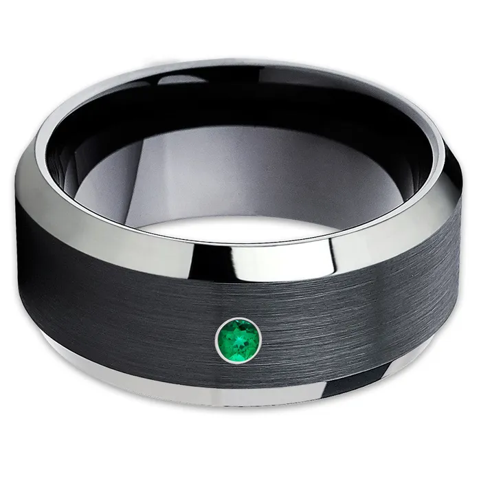 Rings Black Wedding Ring Emerald Wedding Ring Tungsten Carbide Ring Black Wedding Ring Clean Casting Jewelry