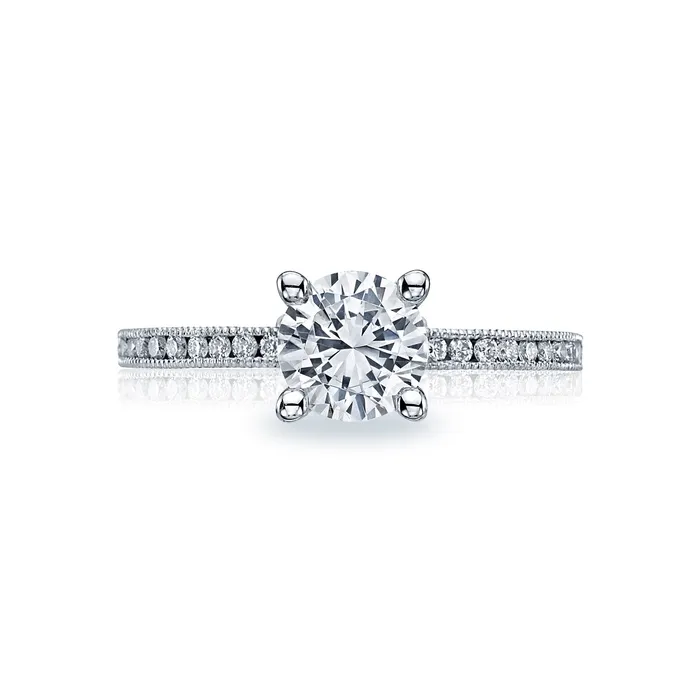 Rings Tacori 18k White Gold Sculpted Crescent Round Diamond Engagement Ring Setting 019 CTW International Diamond Center Rings Tacori 18k White Gold Sculpted Crescent Round Diamond Engagement Ring Setting 019 CTW International Diamond Center