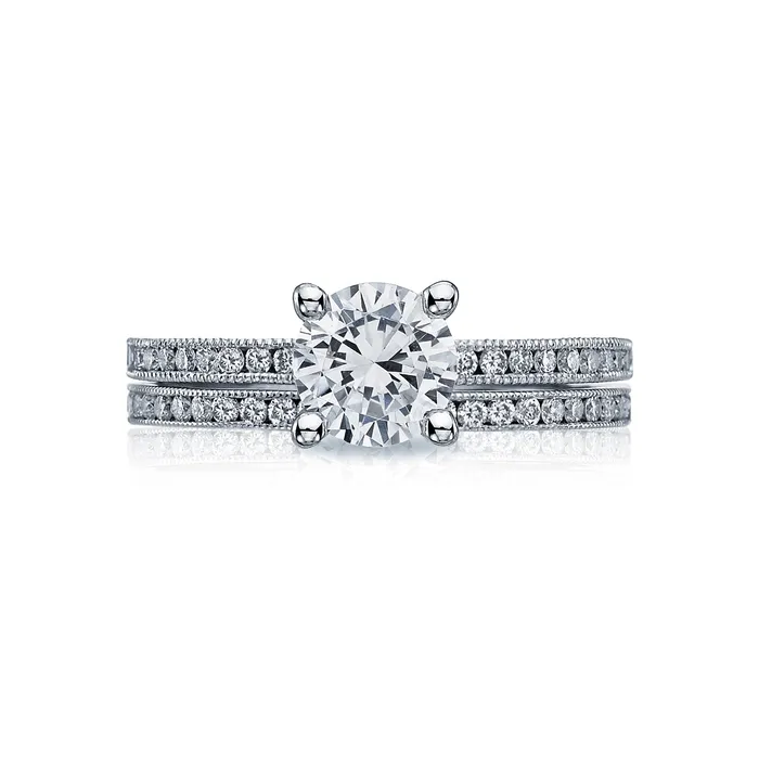 Rings Tacori 18k White Gold Sculpted Crescent Round Diamond Engagement Ring Setting 019 CTW International Diamond Center Rings Tacori 18k White Gold Sculpted Crescent Round Diamond Engagement Ring Setting 019 CTW International Diamond Center