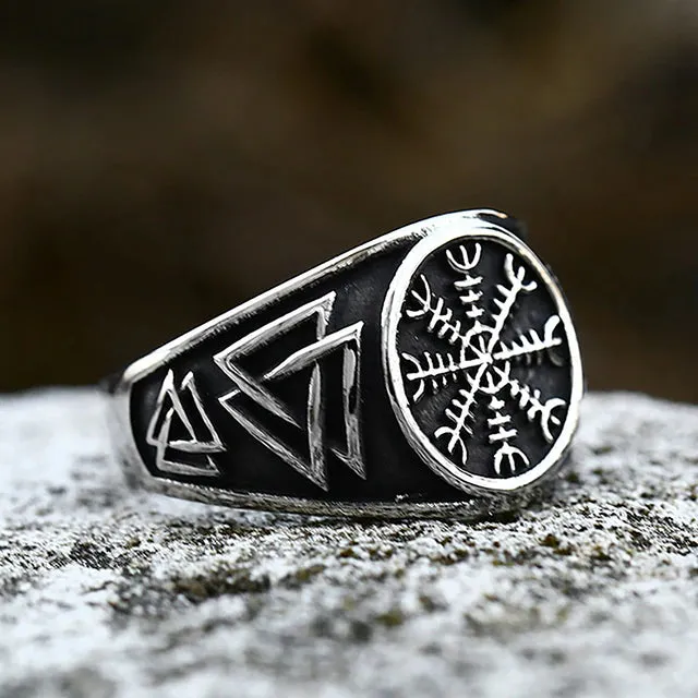 Rings Viking Ring Silver Aegishjalmur Knot Valhalla Vikings