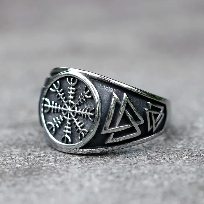 Rings Viking Ring Silver Aegishjalmur Knot Valhalla Vikings