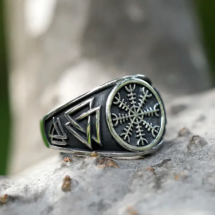 Rings Viking Ring Silver Aegishjalmur Knot Valhalla Vikings