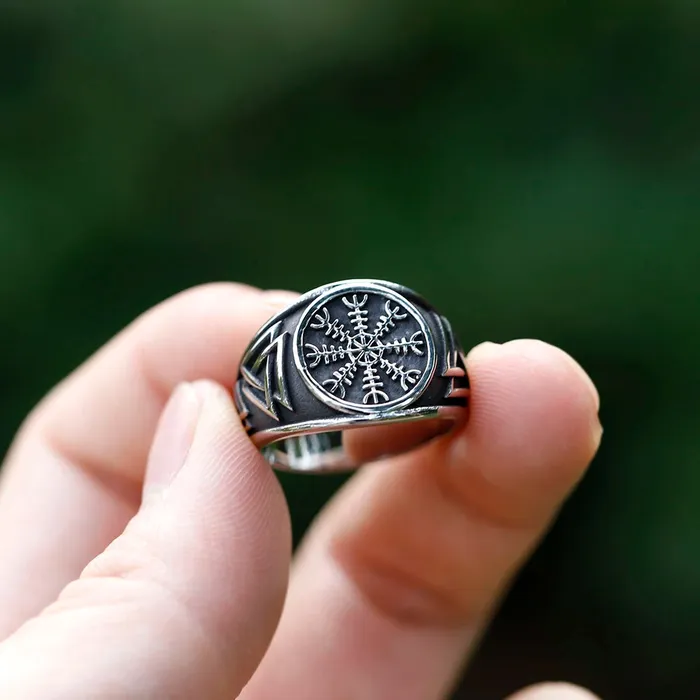 Rings Viking Ring Silver Aegishjalmur Knot Valhalla Vikings