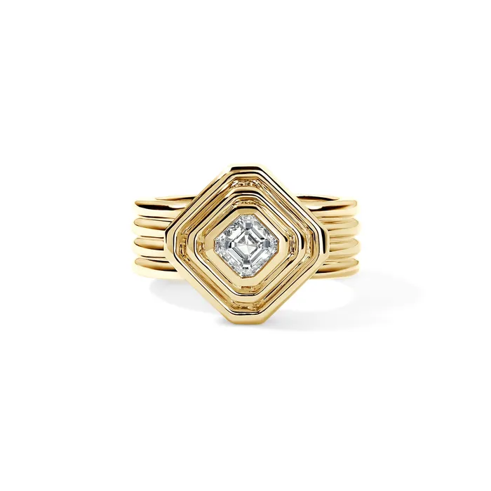 SG Fine Gold and Diamond Asscher Solitaire Ring Rings