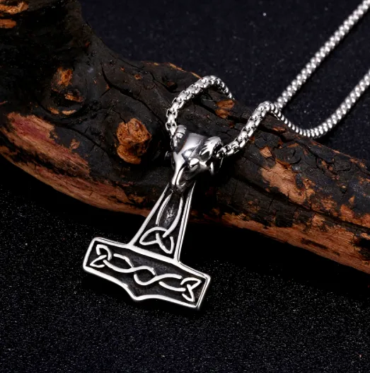 Thors Hammer Necklace Goat Head AE Necklaces