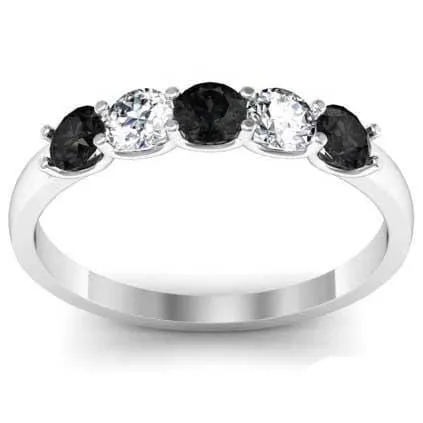 050cttw U Prong Black Diamond and White Diamond Five Stone Band deBebians Rings 050cttw U Prong Black Diamond and White Diamond Five Stone Band deBebians Rings