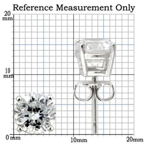 0W173 Rhodium 925 Sterling Silver Earrings with AAA Grade CZ in Clear Alamode Earrings