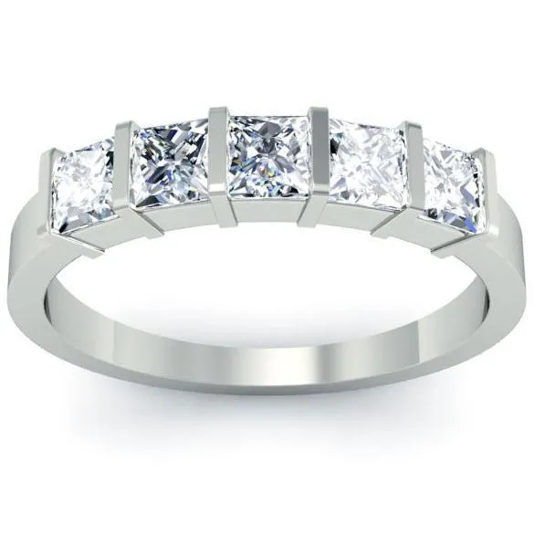 100cttw Bar Set Princess Cut Diamond Five Stone Ring deBebians Rings