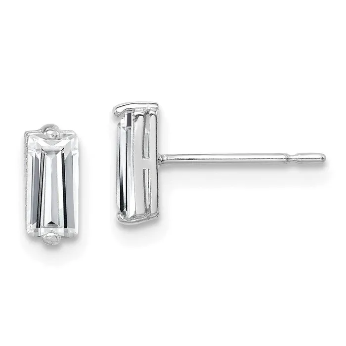10K White Gold Polished CZ Stud Earrings Jewelry Earrings