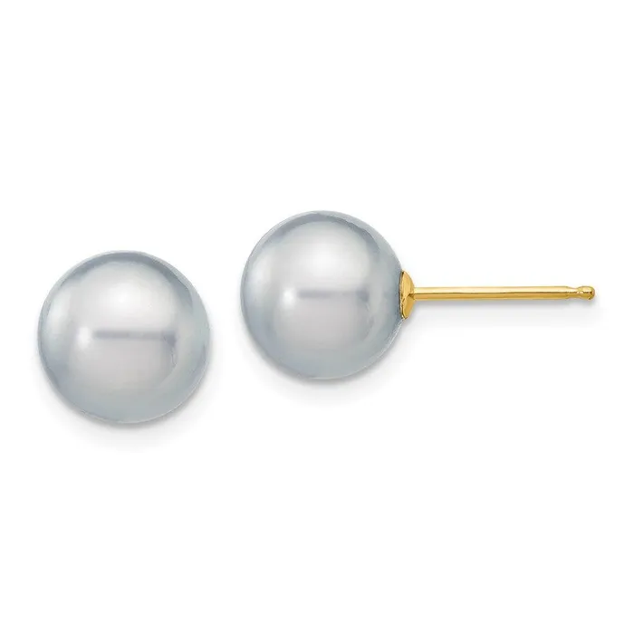 14k 89mm Grey Round Freshwater Cultured Pearl Stud Post Earrings Jewelry Earrings 14k 89mm Grey Round Freshwater Cultured Pearl Stud Post Earrings Jewelry Earrings