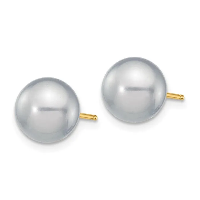 14k 89mm Grey Round Freshwater Cultured Pearl Stud Post Earrings Jewelry Earrings 14k 89mm Grey Round Freshwater Cultured Pearl Stud Post Earrings Jewelry Earrings