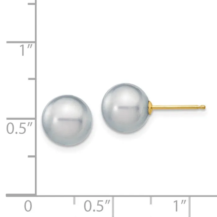 14k 89mm Grey Round Freshwater Cultured Pearl Stud Post Earrings Jewelry Earrings 14k 89mm Grey Round Freshwater Cultured Pearl Stud Post Earrings Jewelry Earrings