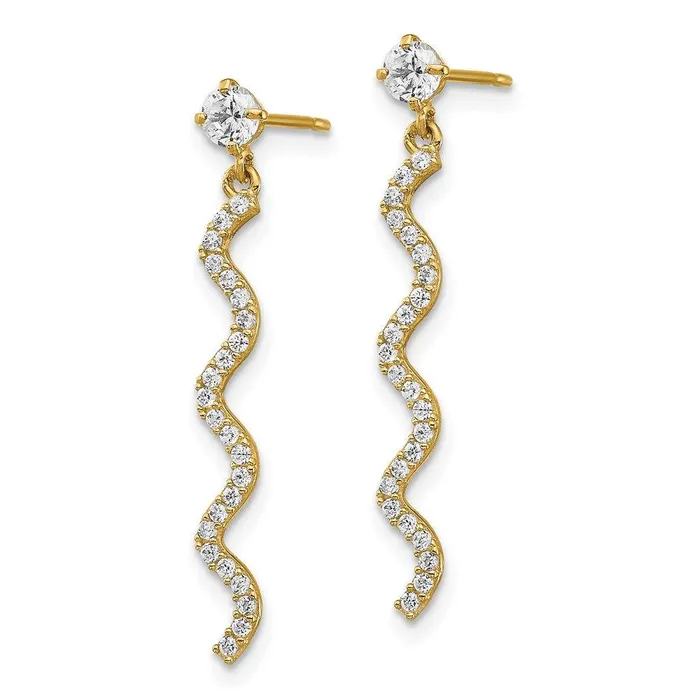 14K CZ Wave Dangle Post Earrings Jewelry Earrings 14K CZ Wave Dangle Post Earrings Jewelry Earrings