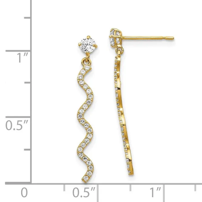 14K CZ Wave Dangle Post Earrings Jewelry Earrings 14K CZ Wave Dangle Post Earrings Jewelry Earrings