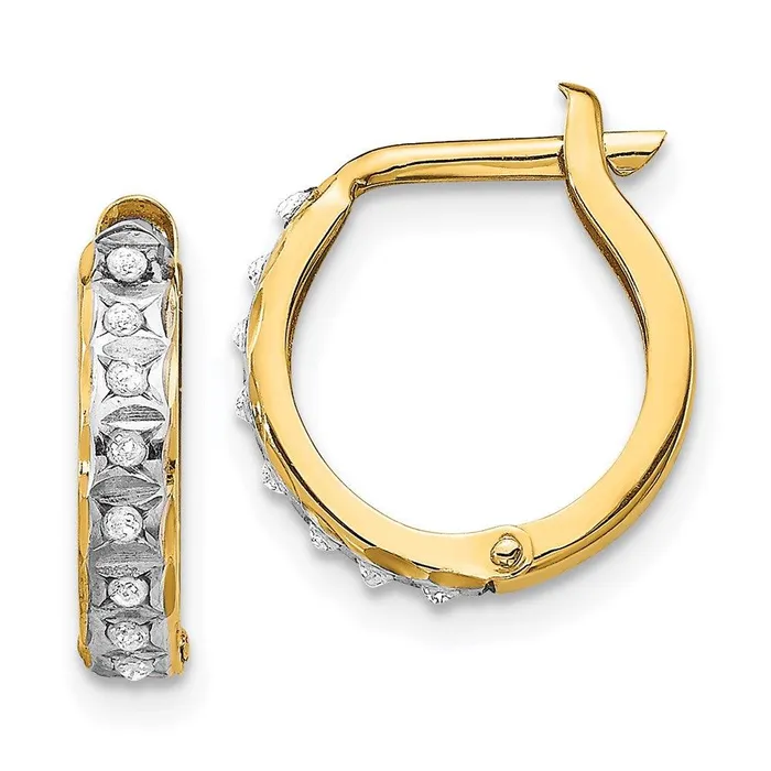 14k Diamond Fascination Round Hinged Hoop Earrings Jewelry Earrings