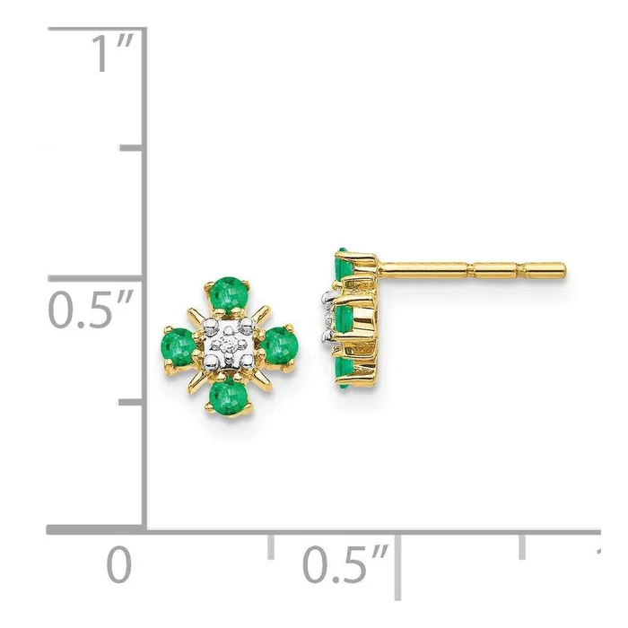 14k Gold Emerald Diamond Post Earrings Jewelry Earrings 14k Gold Emerald Diamond Post Earrings Jewelry Earrings