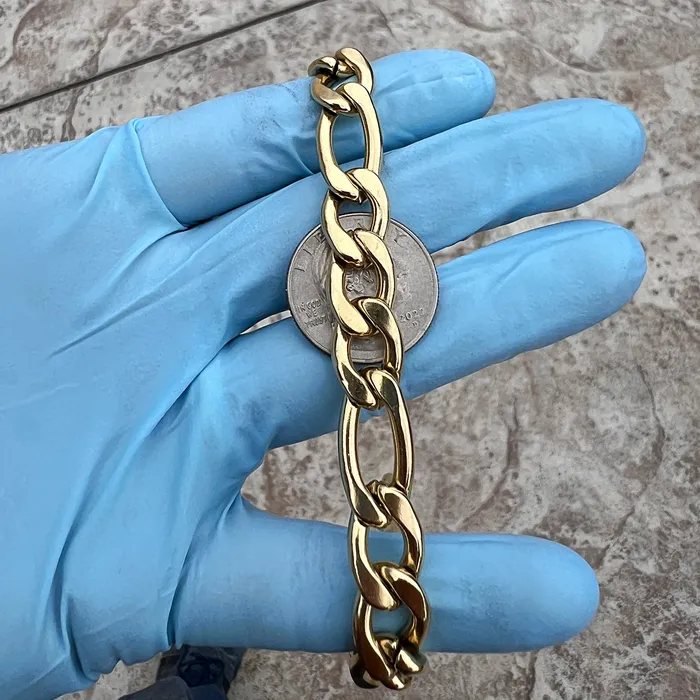 14K Gold Plated 316L Stainless Steel Figaro Chain Necklace 24 x 11MM Bling Cartel Necklaces 14K Gold Plated 316L Stainless Steel Figaro Chain Necklace 24 x 11MM Bling Cartel Necklaces