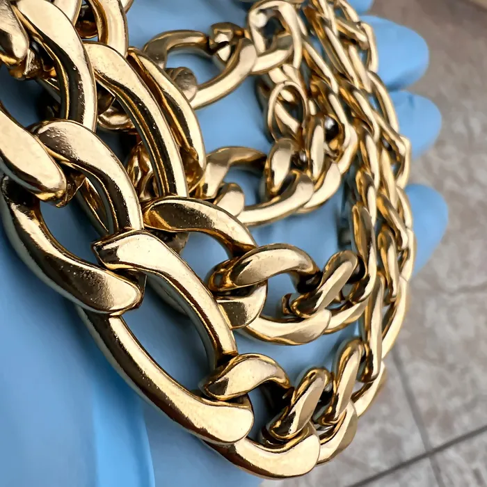 14K Gold Plated 316L Stainless Steel Figaro Chain Necklace 24 x 11MM Bling Cartel Necklaces 14K Gold Plated 316L Stainless Steel Figaro Chain Necklace 24 x 11MM Bling Cartel Necklaces
