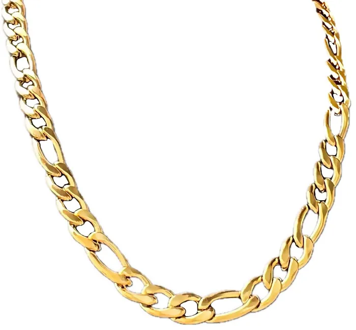 14K Gold Plated 316L Stainless Steel Figaro Chain Necklace 24 x 11MM Bling Cartel Necklaces 14K Gold Plated 316L Stainless Steel Figaro Chain Necklace 24 x 11MM Bling Cartel Necklaces