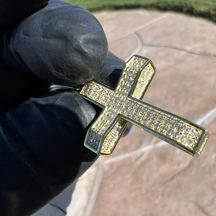 14k Gold Plated 925 Silver 082CT VVS1 Moissanite Cross Pendant 1 Bling Cartel Necklaces 14k Gold Plated 925 Silver 082CT VVS1 Moissanite Cross Pendant 1 Bling Cartel Necklaces
