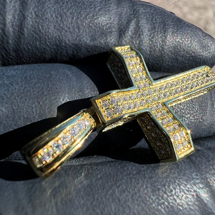 14k Gold Plated 925 Silver 082CT VVS1 Moissanite Cross Pendant 1 Bling Cartel Necklaces 14k Gold Plated 925 Silver 082CT VVS1 Moissanite Cross Pendant 1 Bling Cartel Necklaces