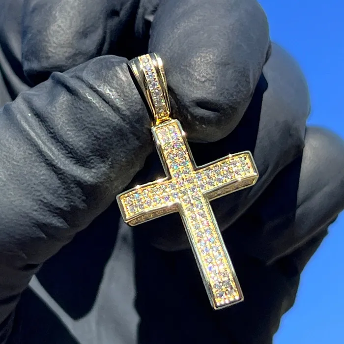 14k Gold Plated 925 Silver 082CT VVS1 Moissanite Cross Pendant 1 Bling Cartel Necklaces 14k Gold Plated 925 Silver 082CT VVS1 Moissanite Cross Pendant 1 Bling Cartel Necklaces