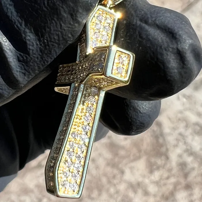 14k Gold Plated 925 Silver 082CT VVS1 Moissanite Cross Pendant 1 Bling Cartel Necklaces 14k Gold Plated 925 Silver 082CT VVS1 Moissanite Cross Pendant 1 Bling Cartel Necklaces