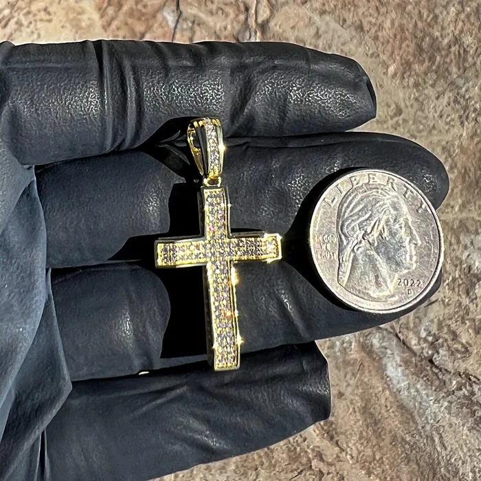 14k Gold Plated 925 Silver 082CT VVS1 Moissanite Cross Pendant 1 Bling Cartel Necklaces 14k Gold Plated 925 Silver 082CT VVS1 Moissanite Cross Pendant 1 Bling Cartel Necklaces