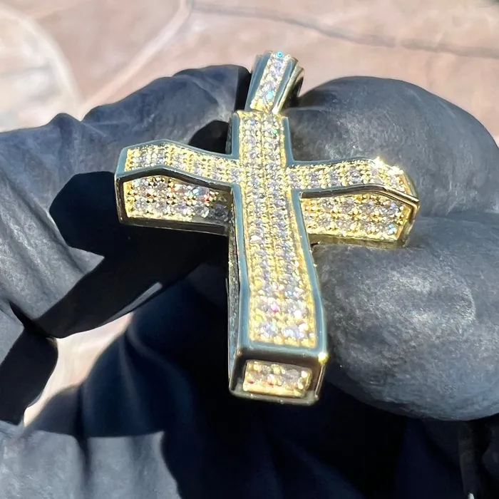 14k Gold Plated 925 Silver 082CT VVS1 Moissanite Cross Pendant 1 Bling Cartel Necklaces 14k Gold Plated 925 Silver 082CT VVS1 Moissanite Cross Pendant 1 Bling Cartel Necklaces