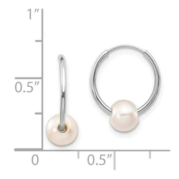 14k White Gold 56mm White Freshwater Cultured Pearl Endless Hoop Earrings Jewelry Earrings 14k White Gold 56mm White Freshwater Cultured Pearl Endless Hoop Earrings Jewelry Earrings