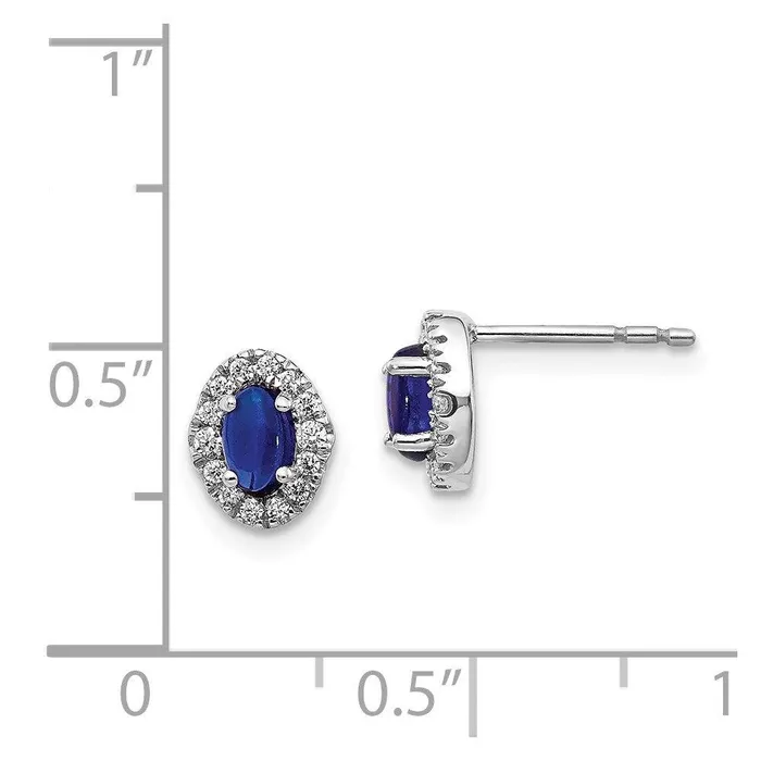 14k White Gold Diamond Cabochon Sapphire Earrings Jewelry Earrings 14k White Gold Diamond Cabochon Sapphire Earrings Jewelry Earrings