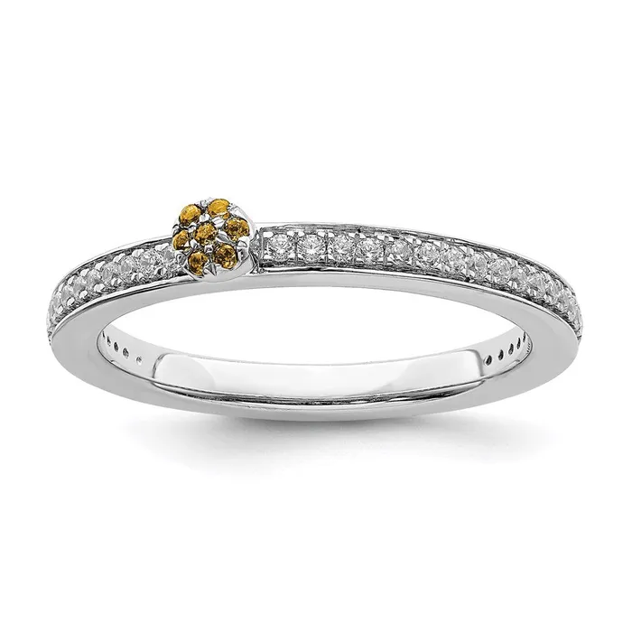 14k White Gold Stackable Expressions Citrine and Diamond Ring SK2086 Stackable Expressions Rings 14k White Gold Stackable Expressions Citrine and Diamond Ring SK2086 Stackable Expressions Rings
