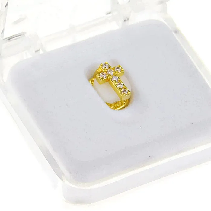 18k Gold Plated Iced CZ Bottom Cross Single Tooth Bling Cartel Admin PreStyled Sets 18k Gold Plated Iced CZ Bottom Cross Single Tooth Bling Cartel Admin PreStyled Sets