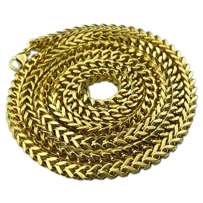 18k Gold Plated Over Stainless Steel Franco Chain Necklace 36 Bling Cartel Admin Necklaces