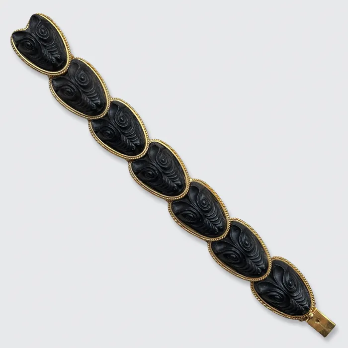 21stfinds Bracelets Victorian Bog Oak Fox Link Bracelet