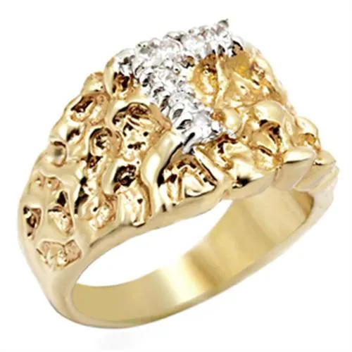 2W044 GoldRhodium Brass Ring with AAA Grade CZ in Clear Alamode Rings