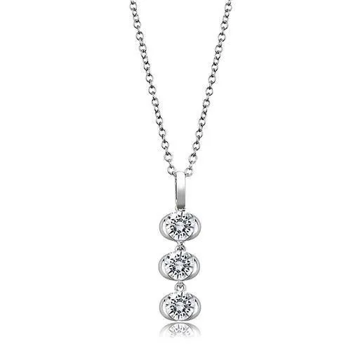 3W1373 Rhodium 925 Sterling Silver Chain Pendant with AAA Grade CZ in Clear Alamode Necklaces 3W1373 Rhodium 925 Sterling Silver Chain Pendant with AAA Grade CZ in Clear Alamode Necklaces