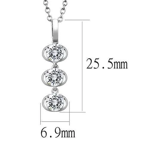 3W1373 Rhodium 925 Sterling Silver Chain Pendant with AAA Grade CZ in Clear Alamode Necklaces