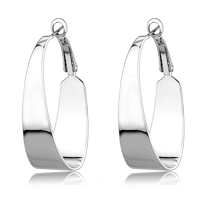 3W1403 Rhodium Brass Earrings with No Stone Alamode Earrings