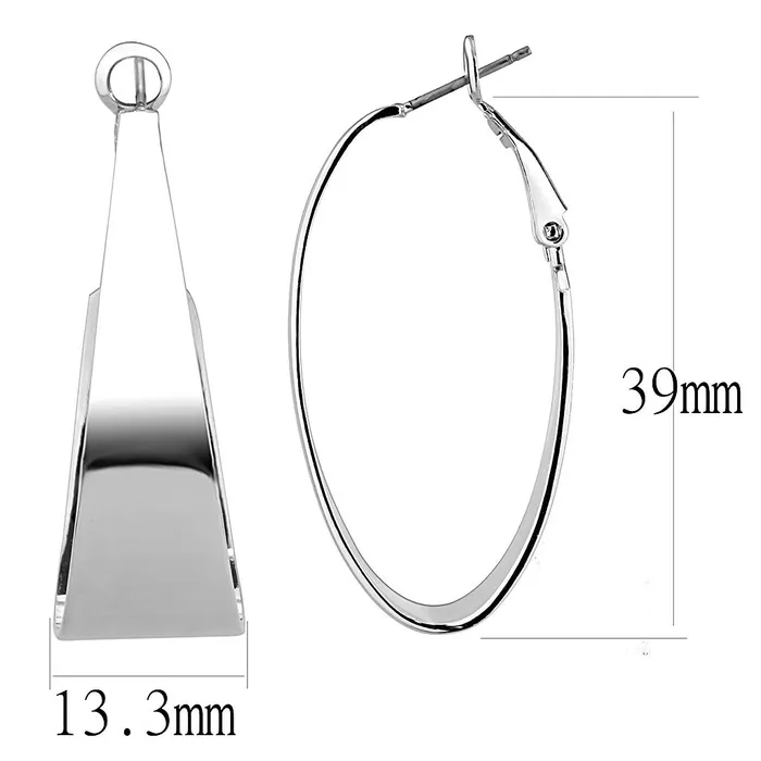 3W1403 Rhodium Brass Earrings with No Stone Alamode Earrings