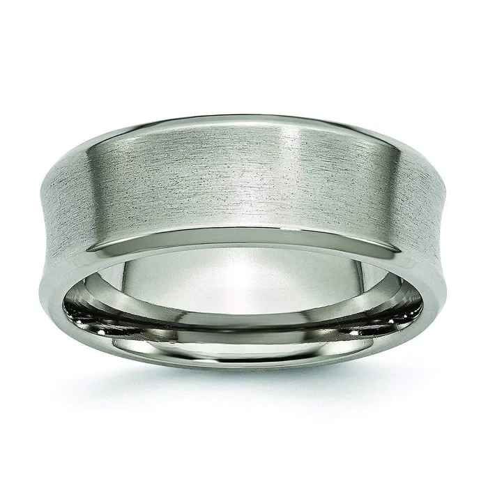 8mm Concave Titanium Ring Brushed Finish deBebians Rings