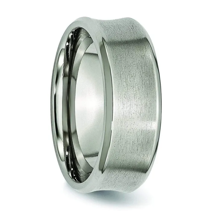 8mm Concave Titanium Ring Brushed Finish deBebians Rings