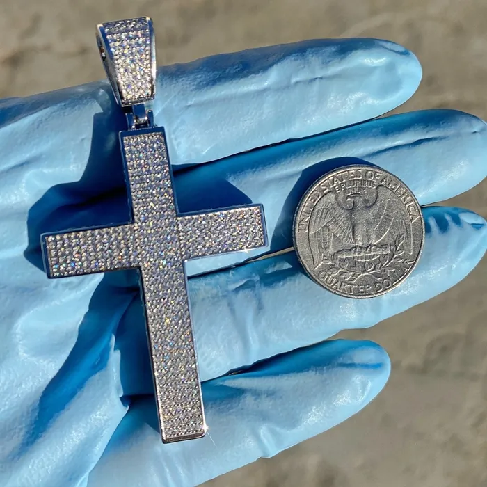 925 Sterling Silver Cross 25CT Moissanite Iced Flooded Out Pendant 275 Harlem Bling Necklaces 925 Sterling Silver Cross 25CT Moissanite Iced Flooded Out Pendant 275 Harlem Bling Necklaces