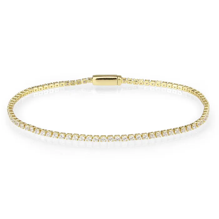 Alamode 3W1680 Gold Brass Bracelet with AAA Grade CZ in Clear Bracelets