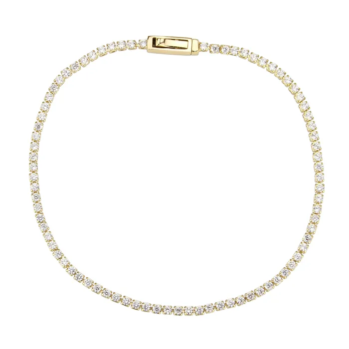 Alamode 3W1680 Gold Brass Bracelet with AAA Grade CZ in Clear Bracelets Alamode 3W1680 Gold Brass Bracelet with AAA Grade CZ in Clear Bracelets